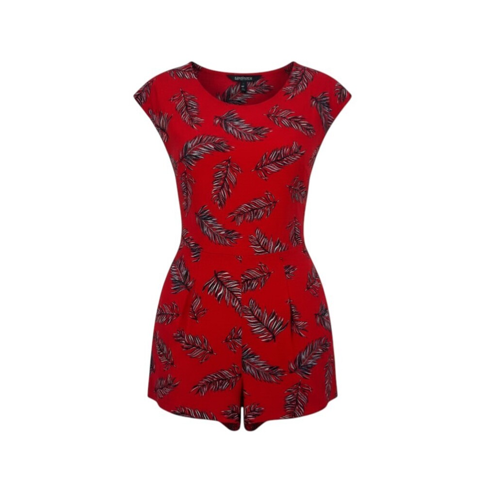 Hayden Red Tropical Cut-Out Romper‎